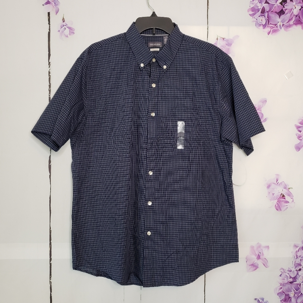 *SOLD* Van Heusen Windowpane Short Sleeve Button Shirt - Picture 2 of 8